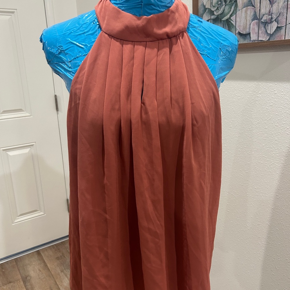 Mine Coral Halter A-line Flowing Top